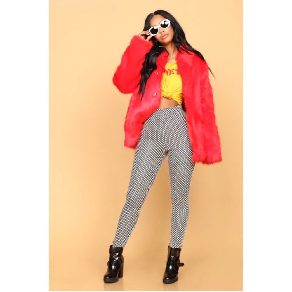 Fashion Nova Red Faux Fur Coat